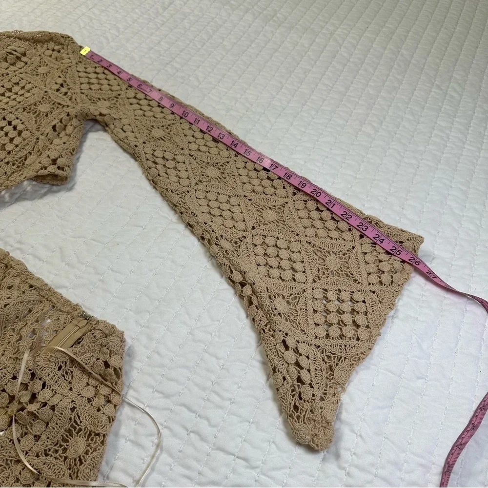 NWT Anthropologie BLITHE Crochet Cottogecore With Dramatic Trumpet Sleeve - Picture 7 of 16